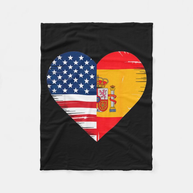 Cobertor De Velo Usa Spain Heart - Dual Citizenship  (Frente)