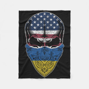Cobertor De Velo Usa Ucrânia Raízes - Crânio da Bandeira Americano
