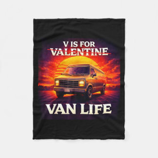 Cobertor De Velo V Is For Van Life Retro Sunset Valentines Day 
