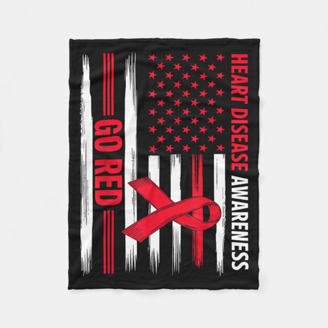 Cobertor De Velo Vá Doença Cardíaca Coração Vermelho Bandeira Ameri (Frente)