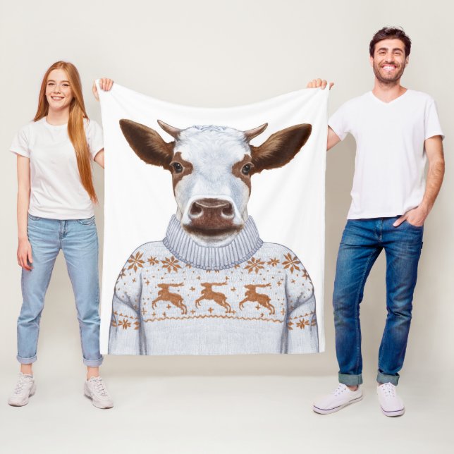 Cobertor De Velo Vaca da camisola do Natal (In Situ)