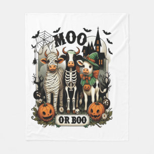 Cobertor De Velo Vaca de Halloween Moo ou Boo