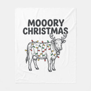 Cobertor De Velo Vaca de Natal Mooory Design de Gravura Vintage_1