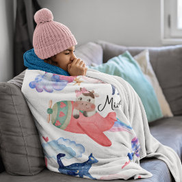 Cobertor De Velo Vaca, Espaço, Gatos, Branca Personalizada