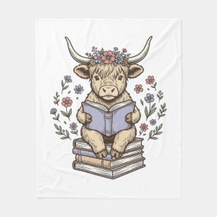 Cobertor De Velo Vaca Floral de Leitura Fofa Pilha de Livros Design