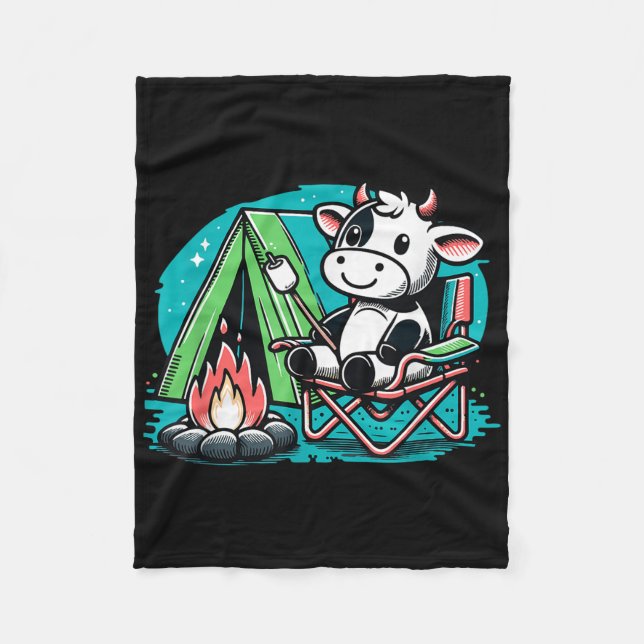 Cobertor De Velo Vaca Fofa No Fogo De Acampamento Fazer Smore Diver (Frente)