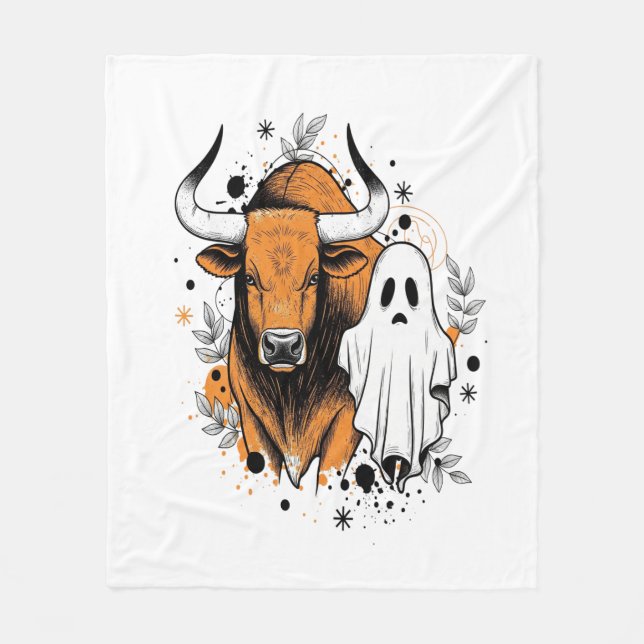 Cobertor De Velo Vaca Highland Halloween Fofa Outono (Frente)