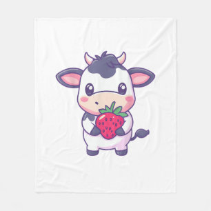 Cobertor De Velo Vaca Kawaii Cuja Morangos São Adoráveis