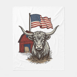 Cobertor De Velo Vaca Longhorn Patriótica e Design Vetorial de Cele
