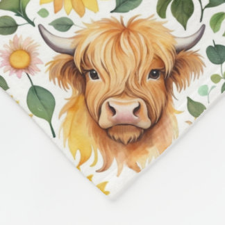 Cobertor De Velo Vacas Altas E Flores Amarelas De Girassol