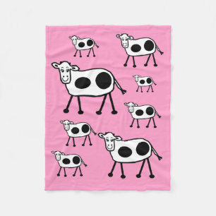 Cobertor De Velo Vacas de desenho animado engraçadas e fofas rosa