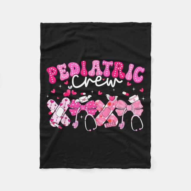Cobertor De Velo Valentine Pediatric Crew Xoxo Nurse Coquette Bow P (Frente)
