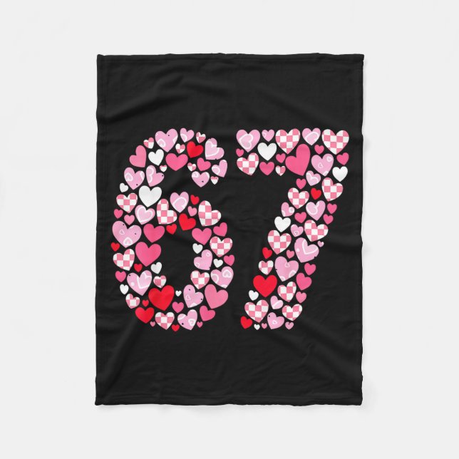Cobertor De Velo Valentine’s Day 67 Hearts Romantic Funny Six Seven (Frente)