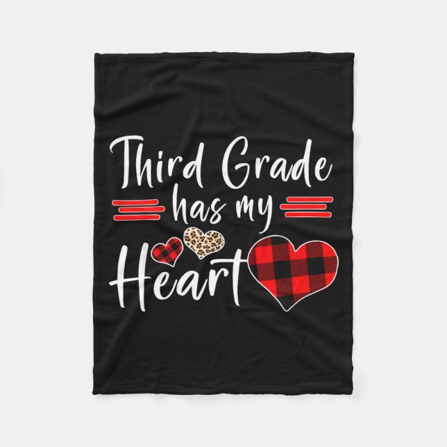Cobertor De Velo Valentine’s Day Third Grade Has My Heart Plaid Tea (Frente)