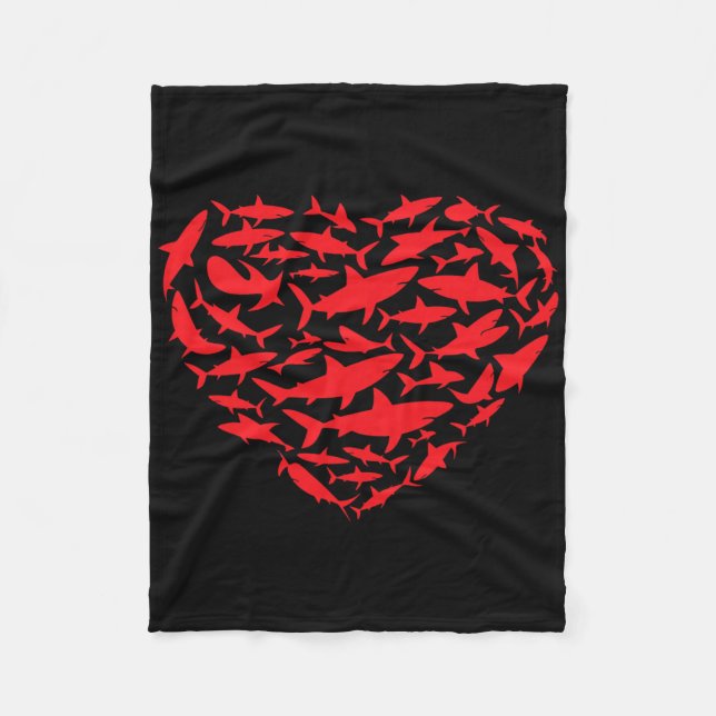 Cobertor De Velo Valentine Sharks Heart Sea Animal Lover Ocean Wild (Frente)