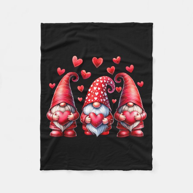 Cobertor De Velo Valentines Day Gnomes Cute Red Hearts Love Gnome W (Frente)
