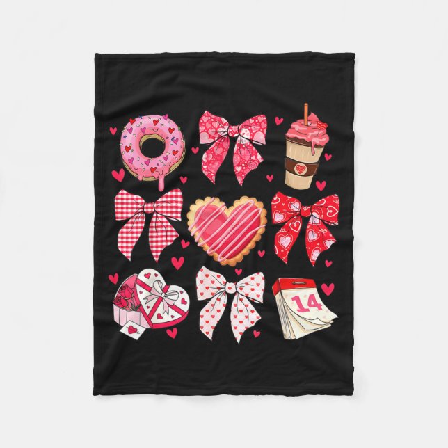 Cobertor De Velo Valentines Day Hearts Leopard Coquette Bow Women G (Frente)