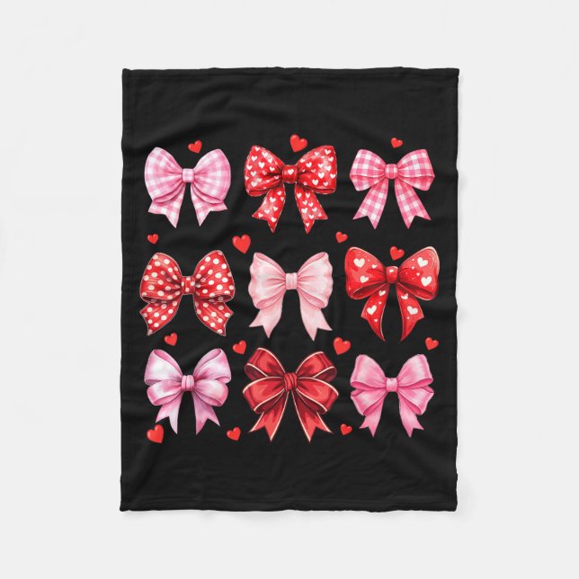 Cobertor De Velo Valentines Day Hearts Leopard Coquette Bow Women G (Frente)