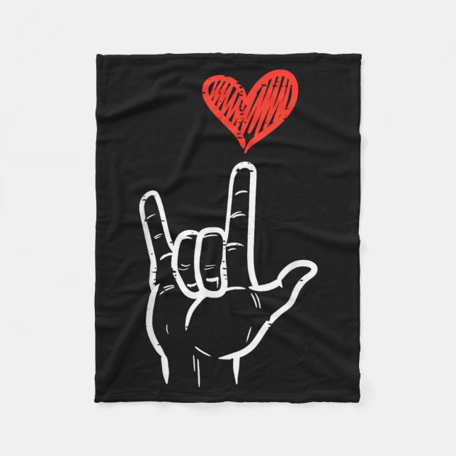 Cobertor De Velo Valentines Day I Love You Hand Sign Asl Heart Wome (Frente)