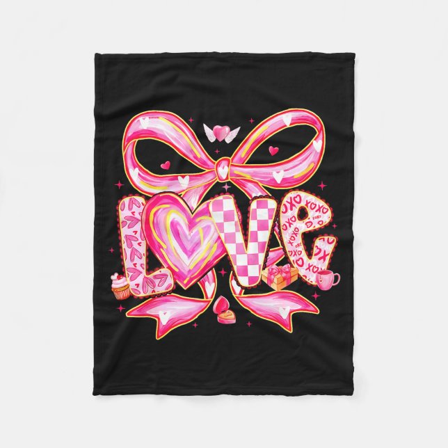Cobertor De Velo Valentines Day Love Funny Coquette Bow Checkered X (Frente)