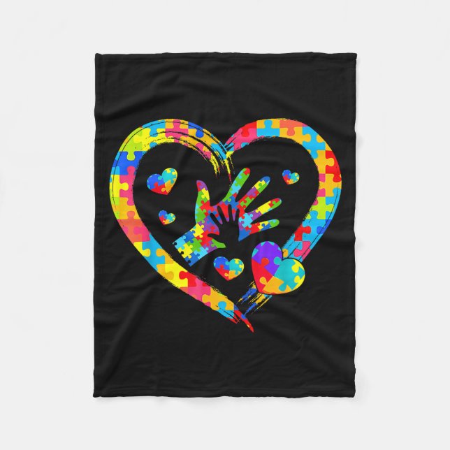 Cobertor De Velo Valentines Day Love Heart Autism Awareness Puzzle  (Frente)