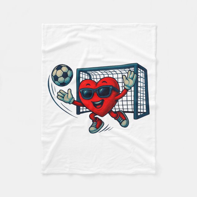 Cobertor De Velo Valentines Day Soccer Goalkeeper Funny Heart Boys  (Frente)