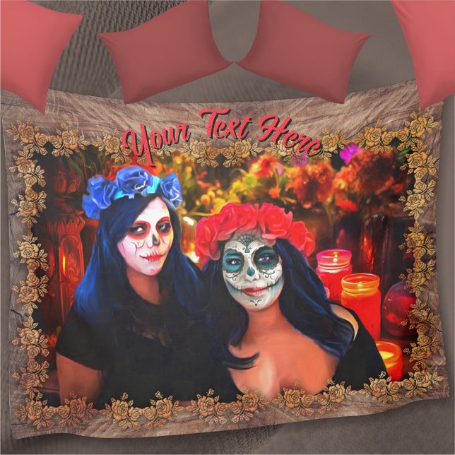 Cobertor De Velo Vallarta Catrinas com Flores e Velas 1718 (Criador carregado)