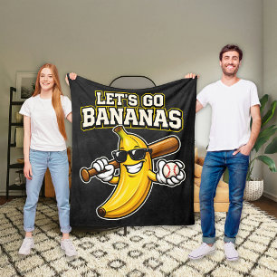 Cobertor De Velo Vamos Ficar Loucos Beisebol Retrô Banana Engraçado