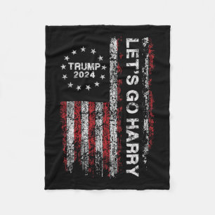 Cobertor De Velo Vamos Go Harry Funny Trump 2024 Us Flag Vintage