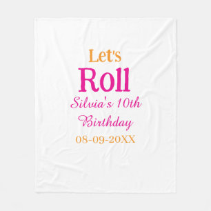 Cobertor De Velo Vamos rolo feliz 10º aniversário adicione nome ret