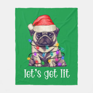 Cobertor De Velo Vamos Sai As Luzes De Natal Dos Papais noeis Pug