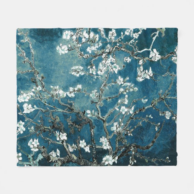 Cobertor De Velo Van Gogh Almond Blossoms Dark Teal (Frente (Horizontal))