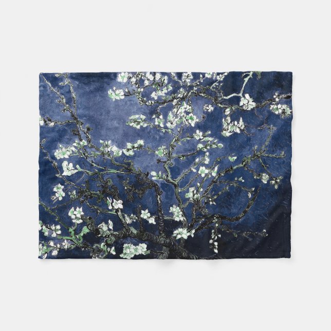 Cobertor De Velo Van Gogh Almond Blossoms Midnight Blue (Frente (Horizontal))