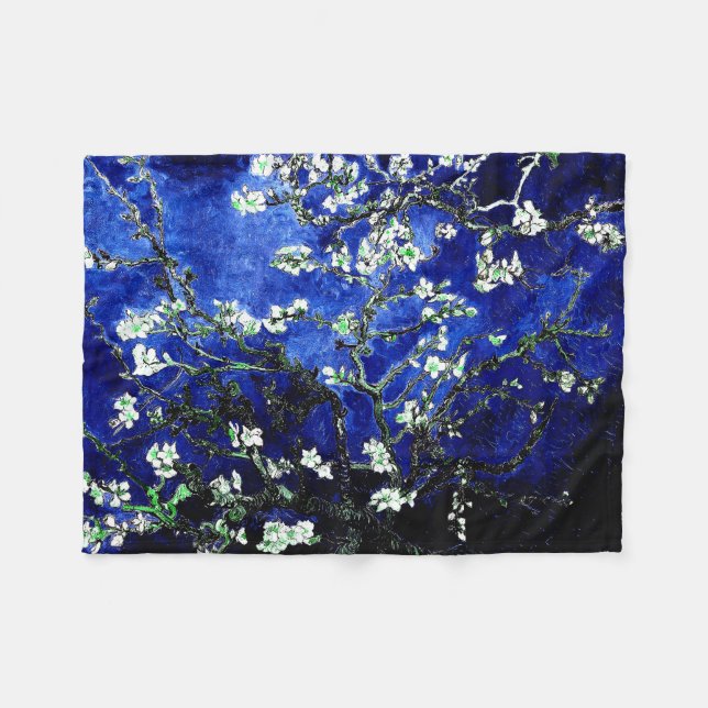 Cobertor De Velo Van Gogh Almond Blossoms Vibrante Azul (Frente (Horizontal))