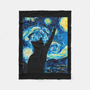 Cobertor De Velo Van Gogh Starry Night Cat Kitten