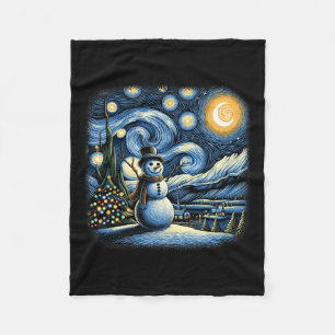 Cobertor De Velo Van Gogh Starry Night Christmas Snowman Winter Sno