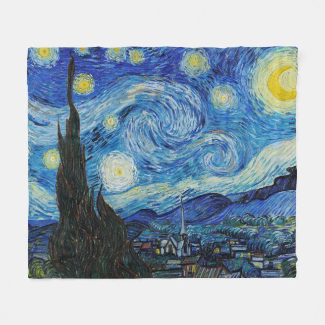 Cobertor De Velo Van Gogh Starry Night. Impressionismo arte de vint (Frente (Horizontal))