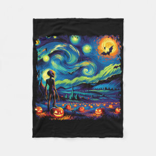 Cobertor De Velo Van Gogh Starry Night Man Halloween Fall Pum