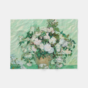 Cobertor De Velo Van Gogh Vase com Rosas Rosa Vintage Arte Flor
