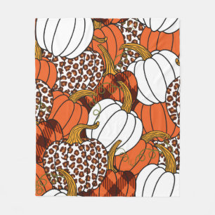 Cobertor De Velo Várias abóboras. Leopardo, laranja, branco e bu