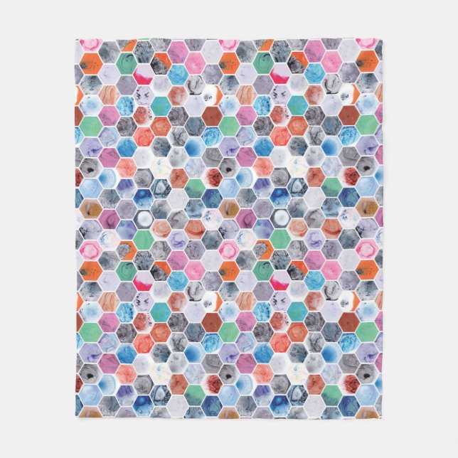 Cobertor De Velo Vários Hexágonos Marmoreados (Frente)