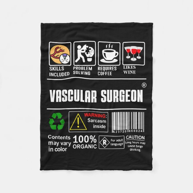 Cobertor De Velo Vascular Surgeon Doctor Job Label Sarcasm Skills C (Frente)