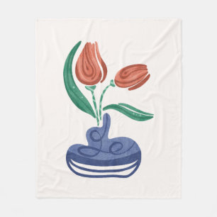 Cobertor De Velo Vase Moderno com Tulipas Arte Floral Estática