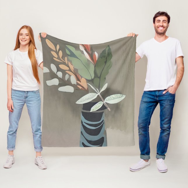 Cobertor De Velo Vase of leaves minimalist art  (In Situ)