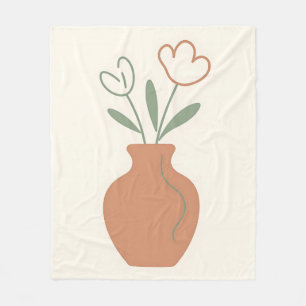 Cobertor De Velo Vaso de Tulipas em Arte Linear Minimalista