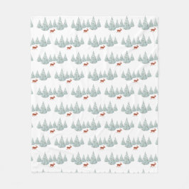 Cobertor De Velo Veado marrom festivo debaixo de Snowy Spruce Trees