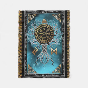 Cobertor De Velo Vegvisir Yggdrasil Viking Runa Nórdico