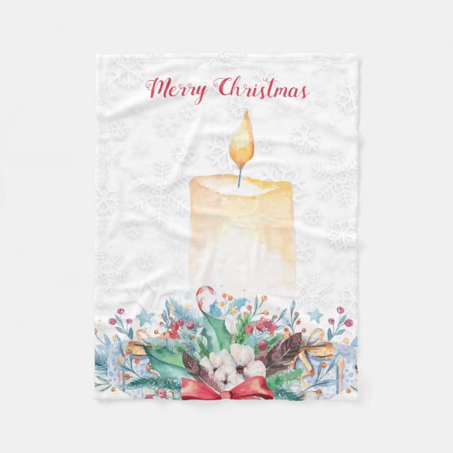 Cobertor De Velo Vela De Aquarela E Decoração De Natal (Frente)