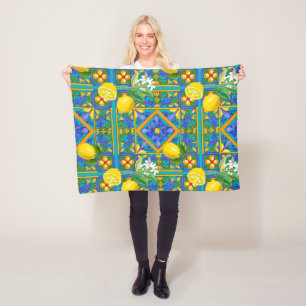 Cobertor De Velo Verão, azulejos sicilianos, citrinos, laranjas, m