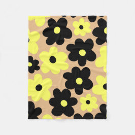 Cobertor De Velo Verão de Botânica Tropical Amarelo Negro